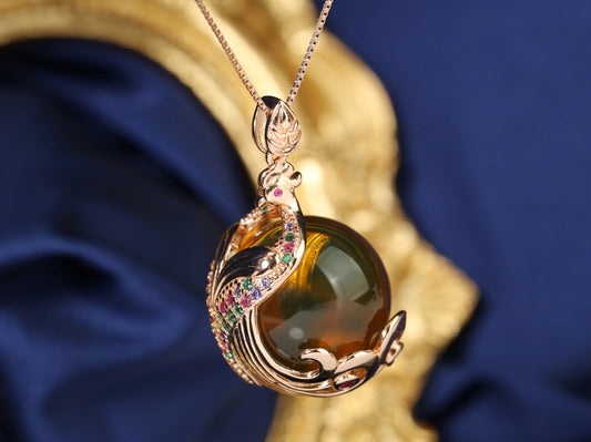 Phoenix Blue Amber Pendant