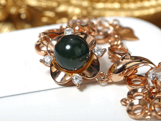 Dolphin Blue Amber Rose Gold Bracelet