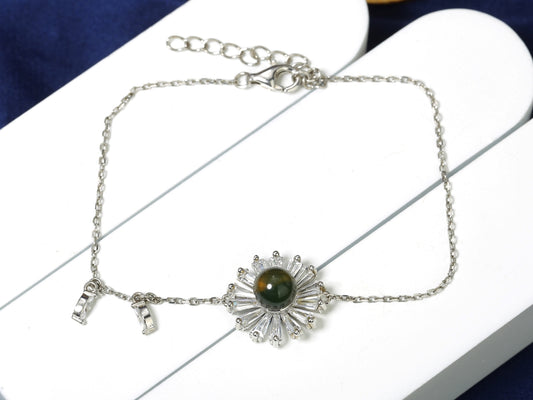 Opulent Sunflower Blue Amber Dainty Bracelet