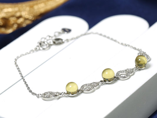 Luxury Dainty Blue Amber Openwork Gourd Bracelet