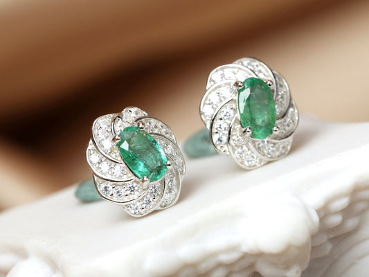Lab-Grown Emerald Earrings