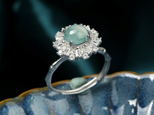 Icy Jadeite Sunburst Ring