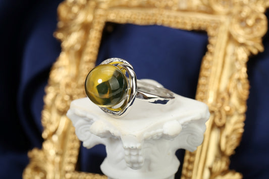 Celestial Ember Blue Amber Ring