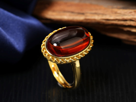 Cabochon Amber Ring