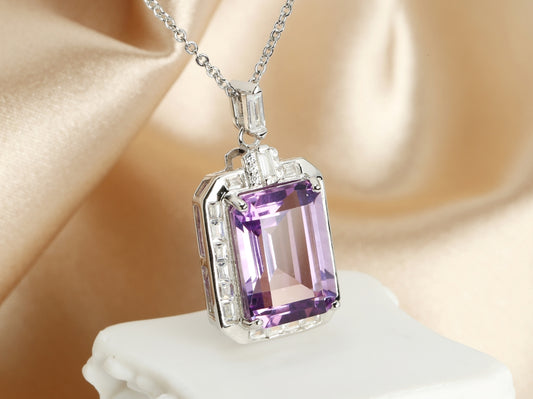 Emerald Cut Amethyst Pendant