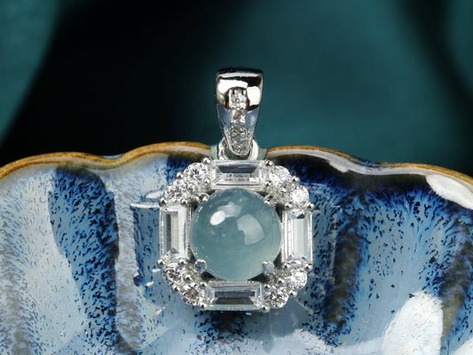 Icy Jadeite Cabochon Pendant