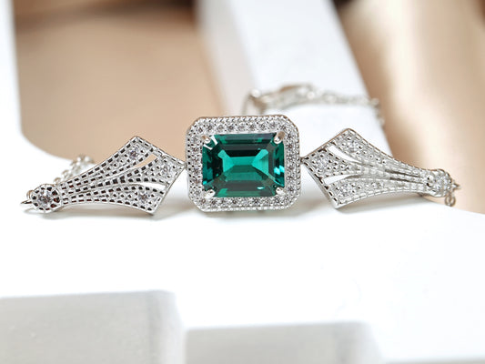 S925 Lab-Grown Emerald Y-Necklace