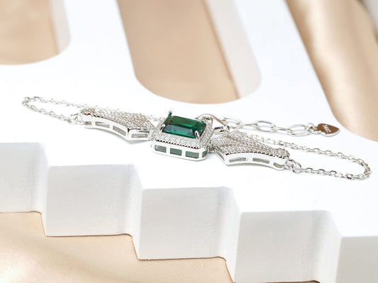 S925 Lab-Grown Emerald Y-Necklace