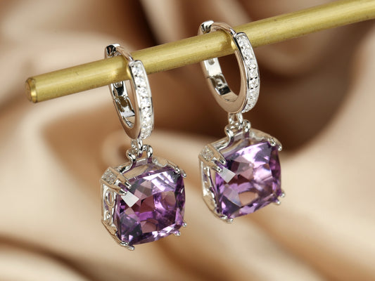 S925 Amethyst Hoop Earrings