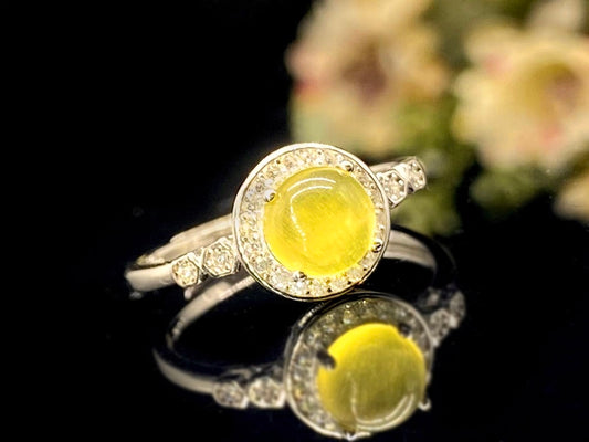 s925 Round Prehnite Halo Ring