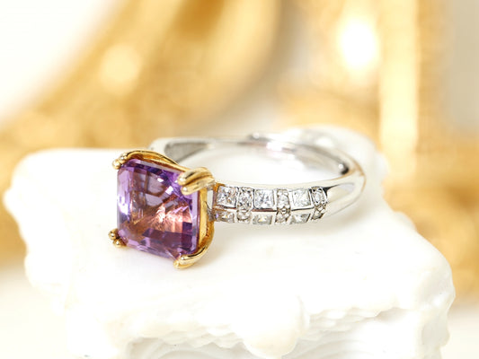 Princess Cut Amethyst Ring