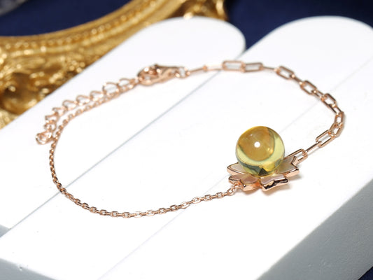 Blue Amber Rose Gold Bracelet