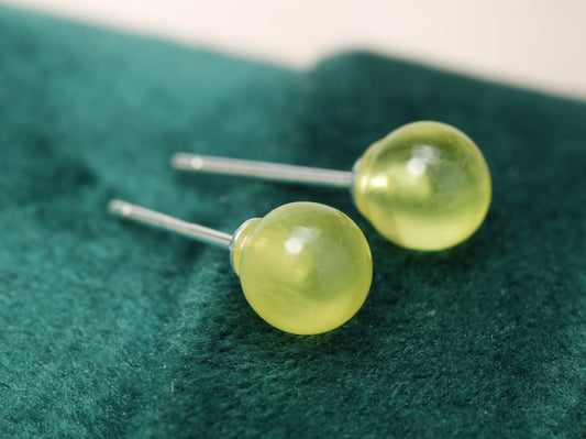 Light Dot · Golden Prehnite Studs