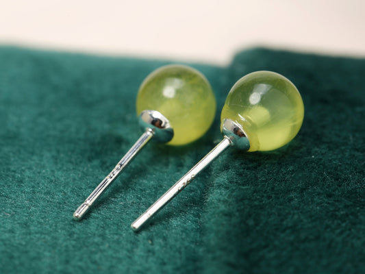 Light Dot · Golden Prehnite Studs