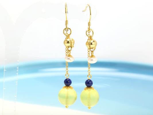 Ocean Light Golden Prehnite Earrings