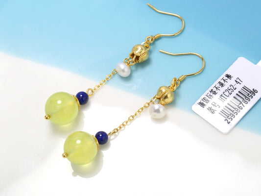 Ocean Light Golden Prehnite Earrings