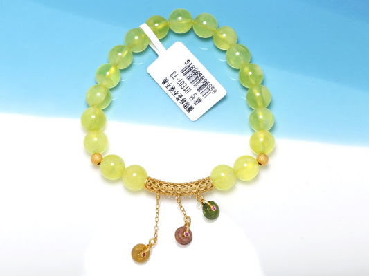 Golden Flow · Prehnite Bracelet with Tourmaline Drops