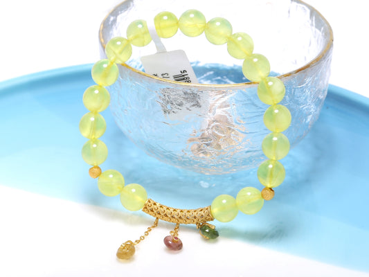 Golden Flow · Prehnite Bracelet with Tourmaline Drops