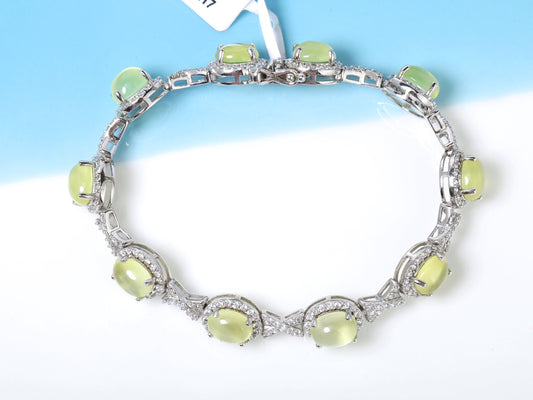 Lunar Grace · Golden Prehnite Bracelet in Sterling Silver