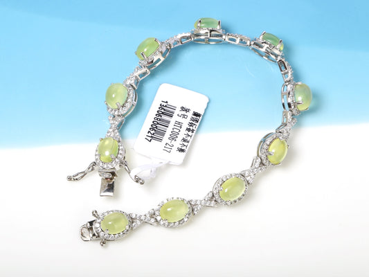 Lunar Grace · Golden Prehnite Bracelet in Sterling Silver