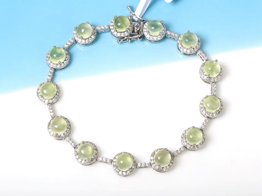 Moonhalo · Golden Prehnite Bracelet in 925 Silver