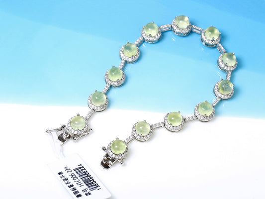 Moonhalo · Golden Prehnite Bracelet in 925 Silver