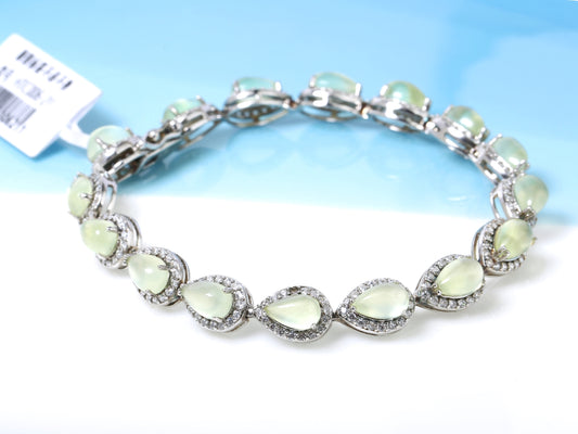 Moontears · Pear-Cut Golden Prehnite Bracelet in 925 Silver