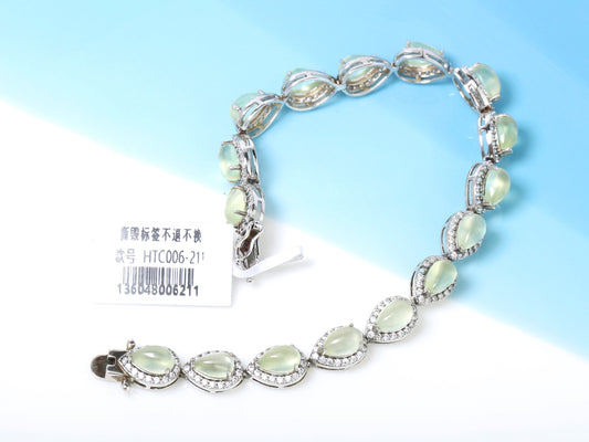 Moontears · Pear-Cut Golden Prehnite Bracelet in 925 Silver