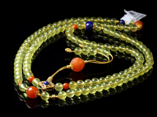 Celestial Trio · Prehnite Wrap Necklace with Carnelian, Lapis & 18K Gold