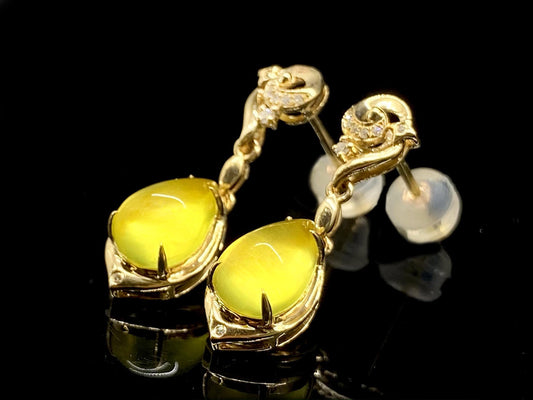 Melody Drop · Golden Prehnite Earrings
