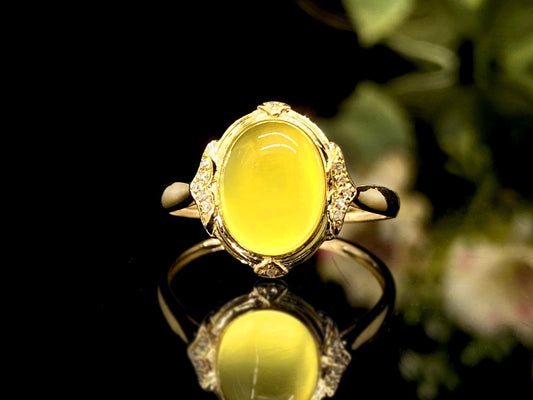 Golden Prehnite Vintage Frame Ring
