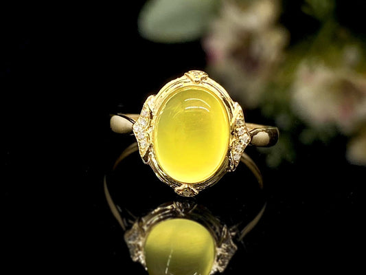 Golden Prehnite Vintage Frame Ring