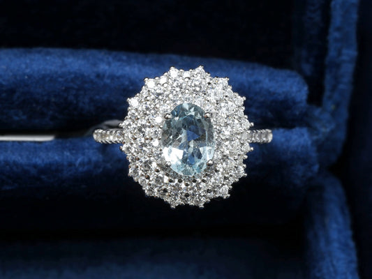 S925 Sterling Silver Aquamarine Ring