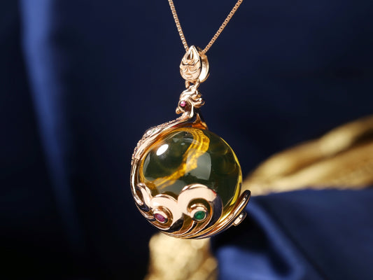 Phoenix Blue Amber Pendant