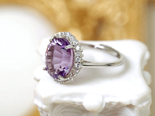 Sparkling Amethyst Cocktail Ring