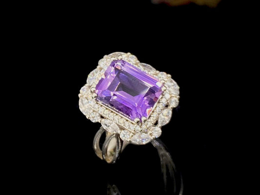 Luxe Emerald-Cut Amethyst Statement Ring