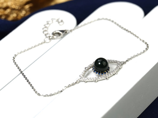 Luxe Blue Amber Protective Evil Eye Bracelet