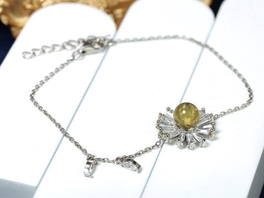 Opulent Sunflower Blue Amber Dainty Bracelet