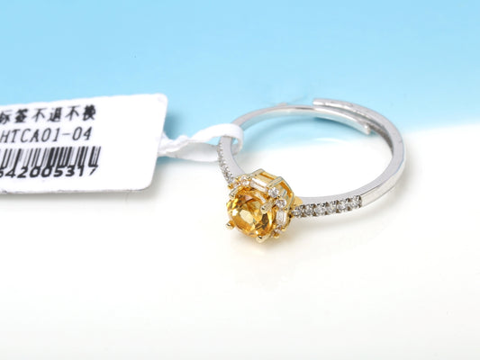 Luxury Paved Band Two-Tone Citrine Halo Ring