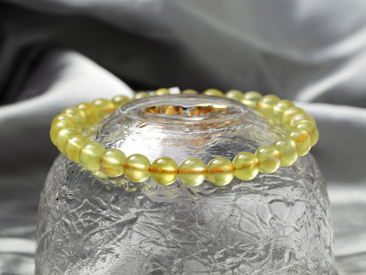 Radiant Golden Prehnite Polished Bead Everyday Bracelet