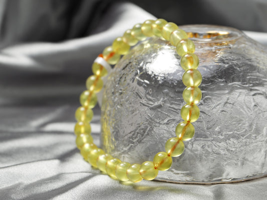 Radiant Golden Prehnite Polished Bead Everyday Bracelet