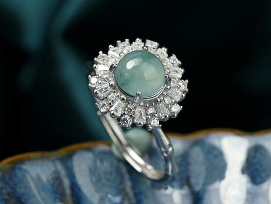 Icy Jadeite Sunburst Ring