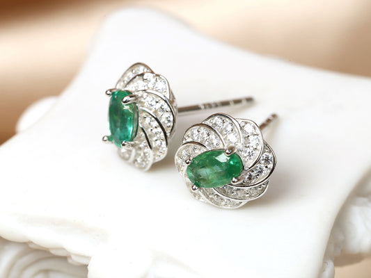 Lab-Grown Emerald Earrings