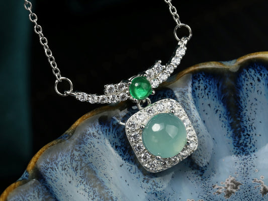 Icy & Green Jadeite Pendant Necklace
