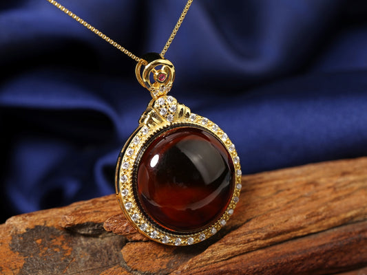S925 Blood Amber Pendant