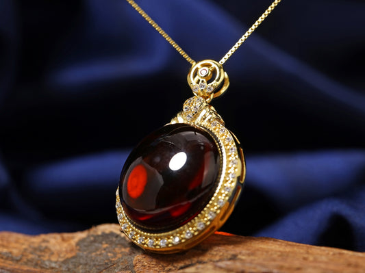 S925 Blood Amber Pendant