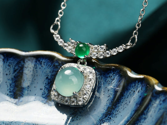 Icy & Green Jadeite Pendant Necklace