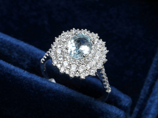 S925 Sterling Silver Aquamarine Ring