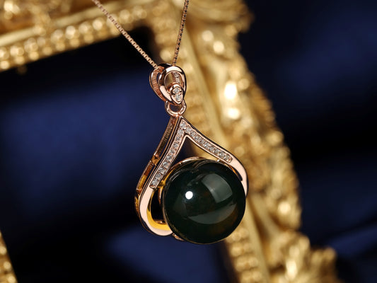 Heart Halo Blue Amber Pendant