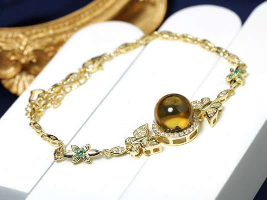 Butterfly Blood Amber Gold Bracelet